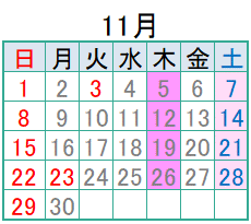 11月の診療日